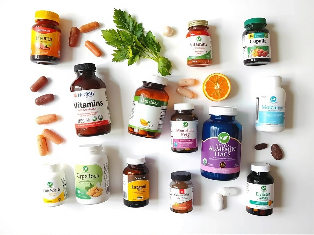 Assortiment de produits Louvrevitacv avec vitamines et minéraux
