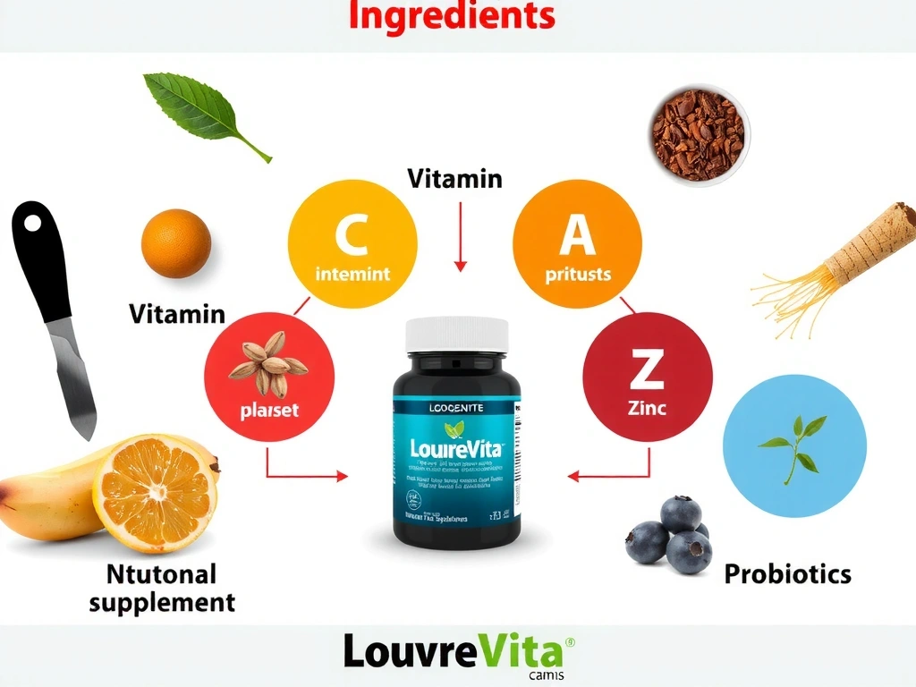 Composition des ingrédients du complément Louvrevitacv