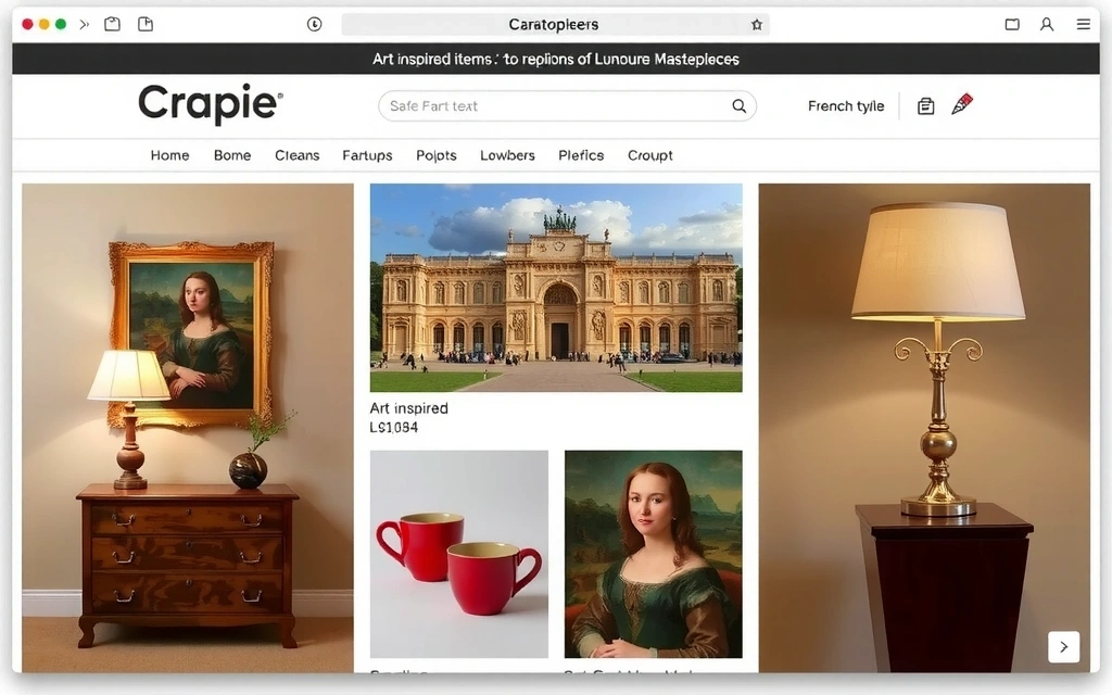 Catalogue de produits Louvrevitacv avec des répliques d'art